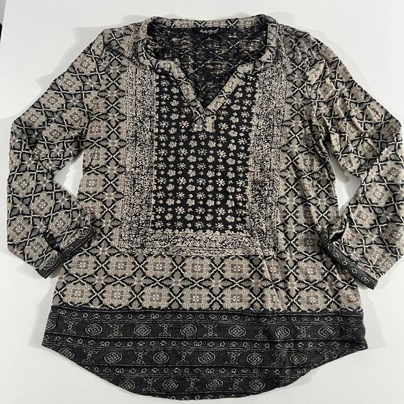 Lucky‎ Brand Boho Style Blouse - Small - Relaxed Silhouette Tunic Geometric Chic - Picture 1 of 4